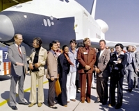 The Space Shuttle Enterprise with the cast of Star Trek. Click to Enlarge.